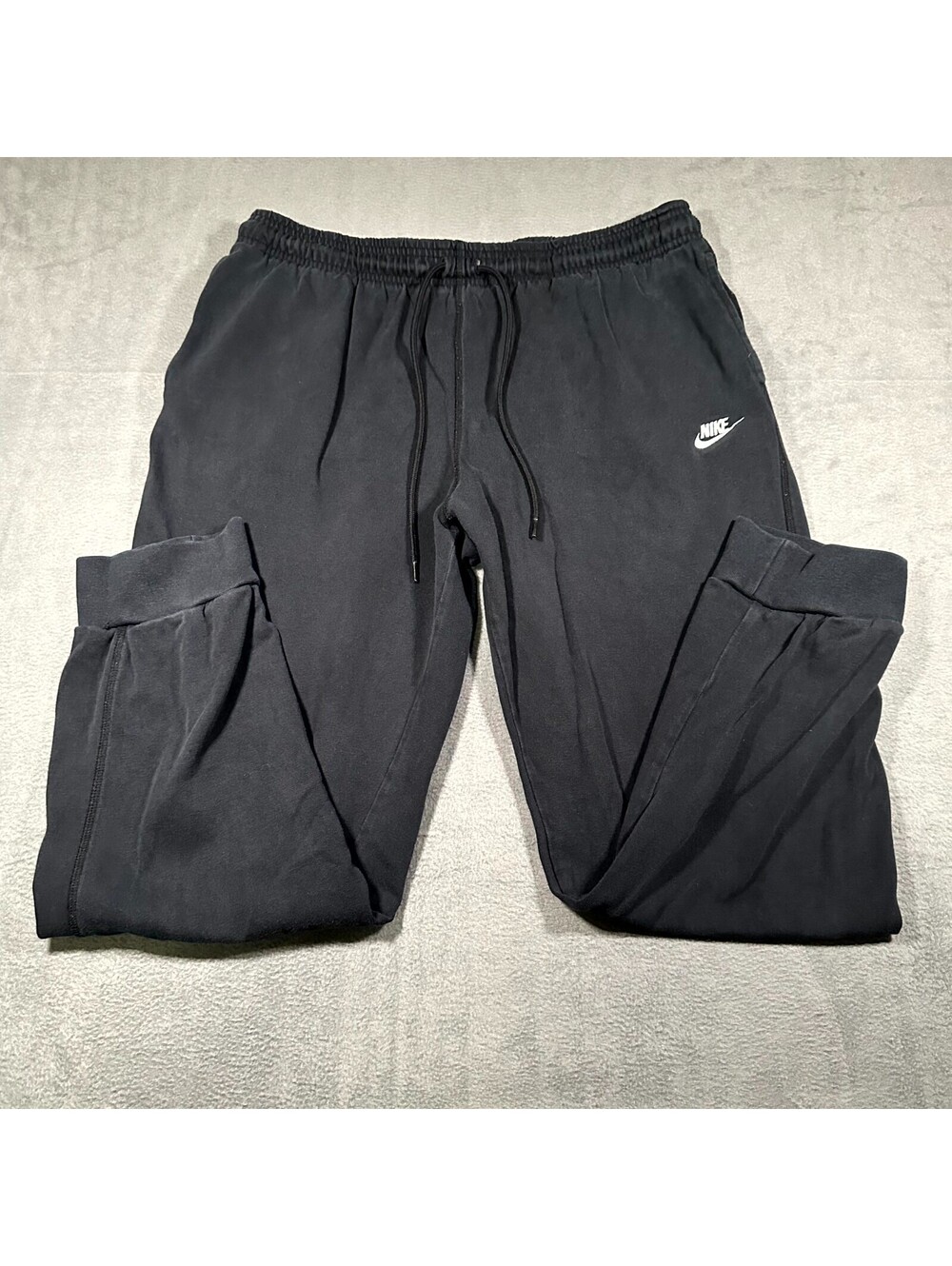 Nike Sweatpants Men XL Black 100% Cotton Swoosh Logo Tapered Drawstring Athletic